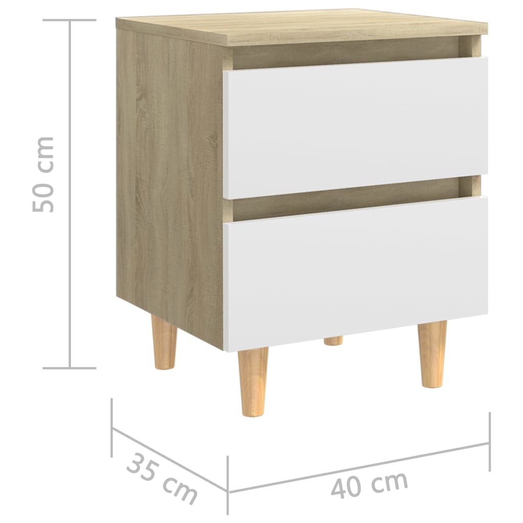 Nachtkastjes 2 st met houten poten 40x35x50 cm