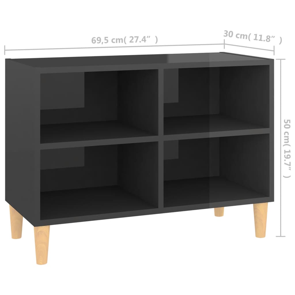 Tv-meubel met massief houten poten 69,5x30x50 cm