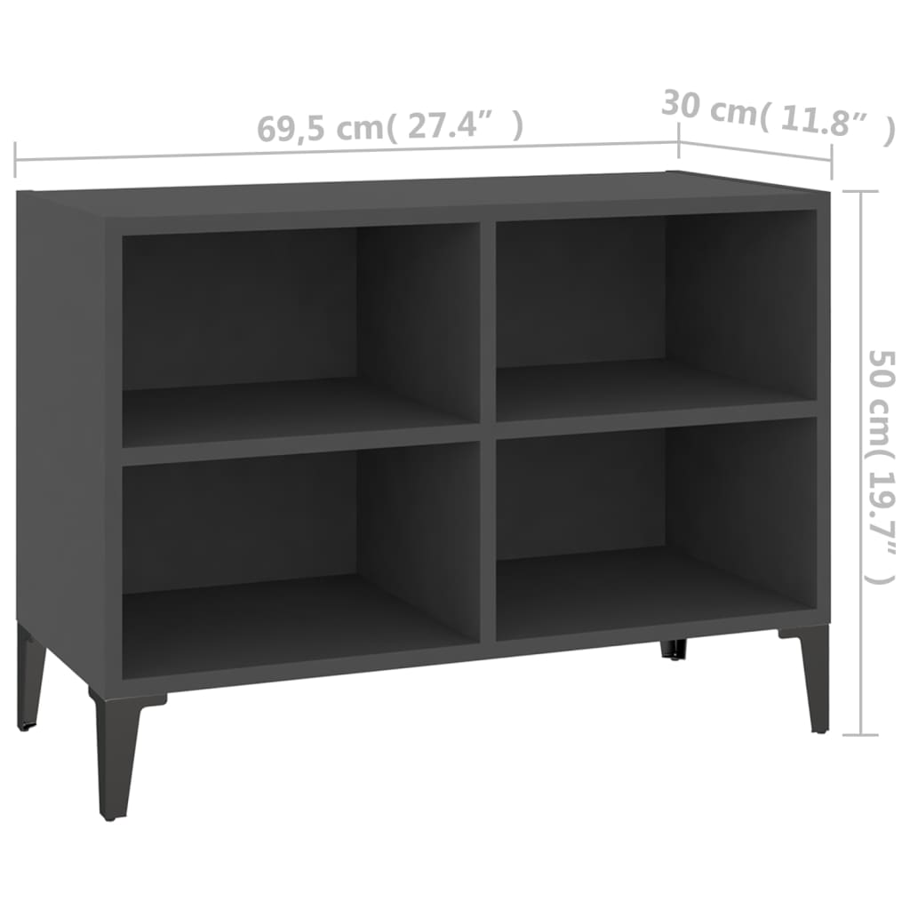 Tv-meubel met metalen poten 103,5x30x50 cm betongrijs