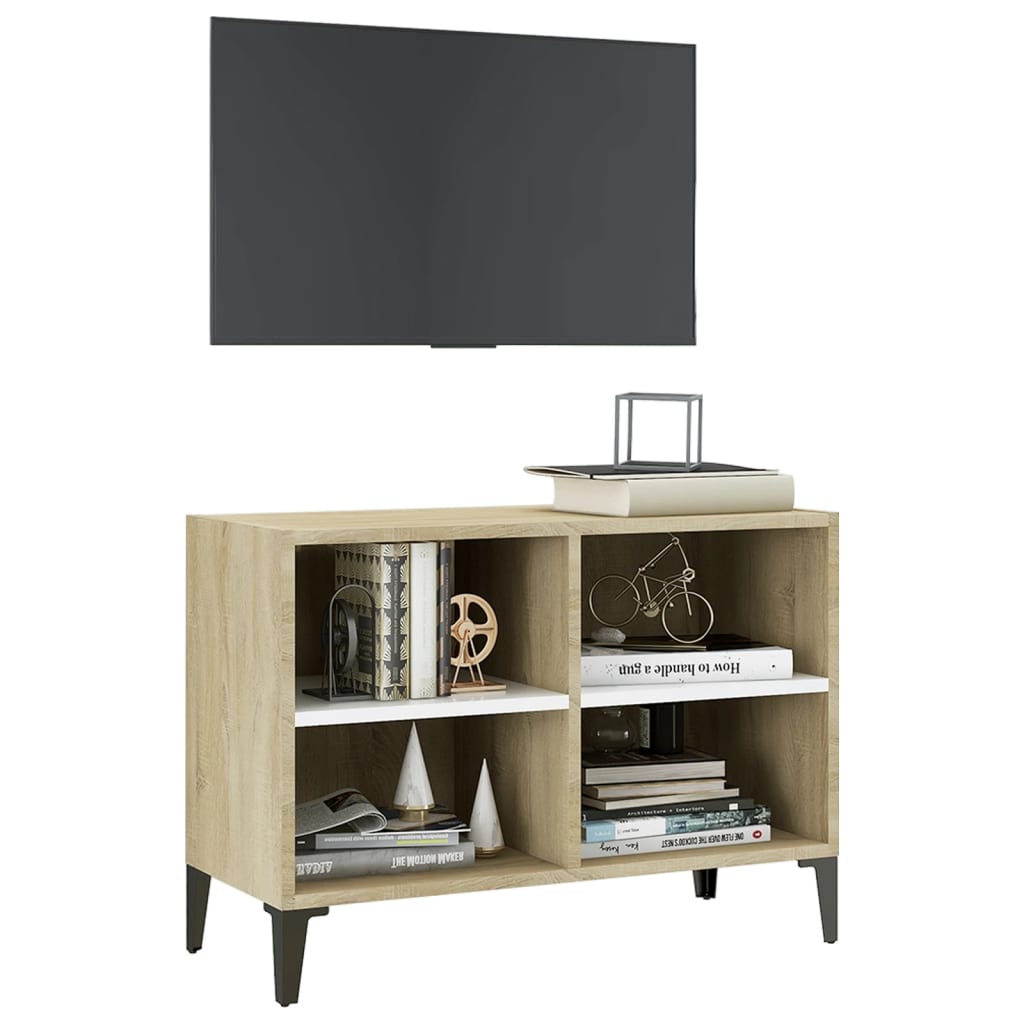 Tv-meubel met metalen poten 103,5x30x50 cm betongrijs