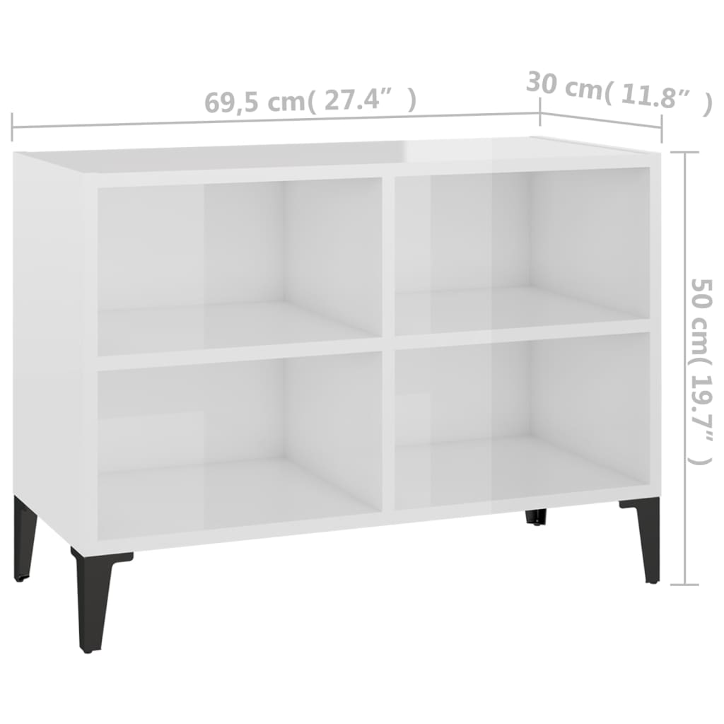 Meuble TV avec pieds en métal 69,5x30x50 cm