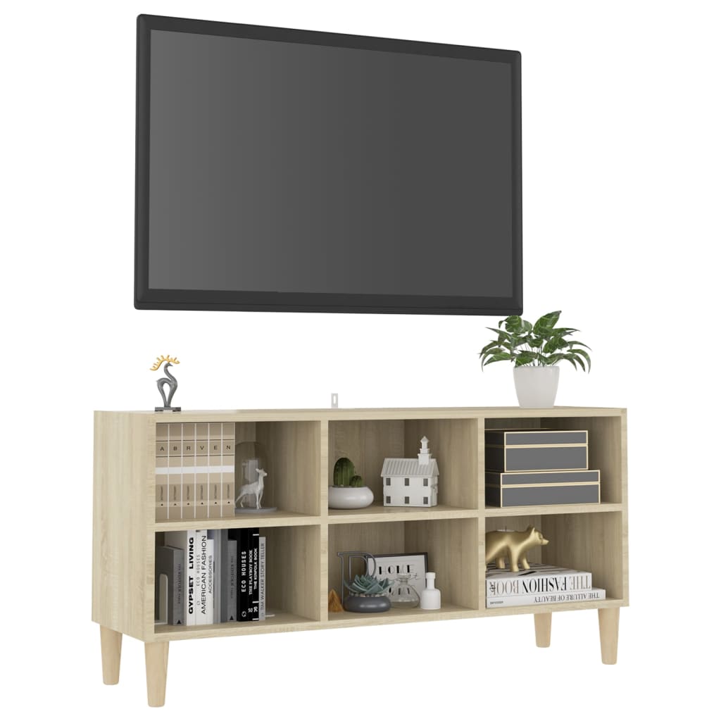 Meuble TV avec pieds en bois 69,5x30x50 cm couleur chêne