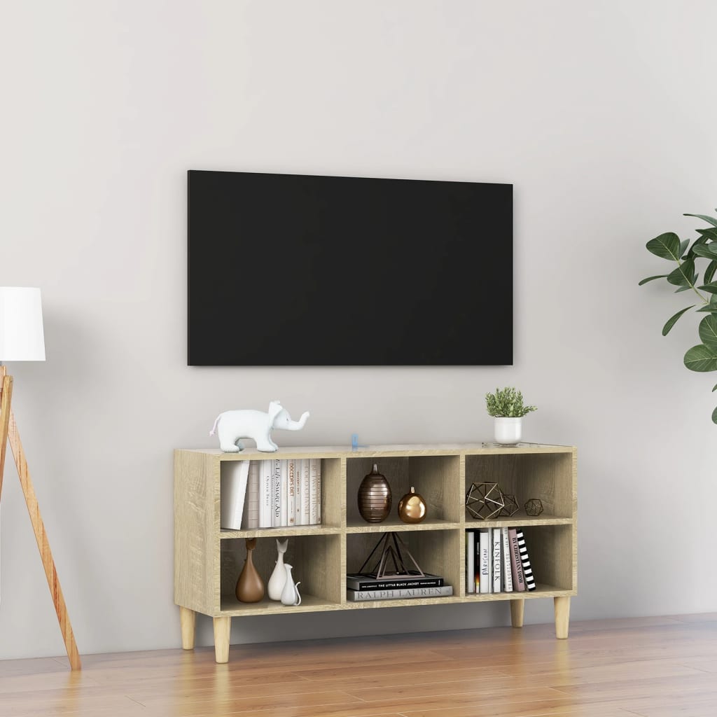 Meuble TV avec pieds en bois 69,5x30x50 cm couleur chêne