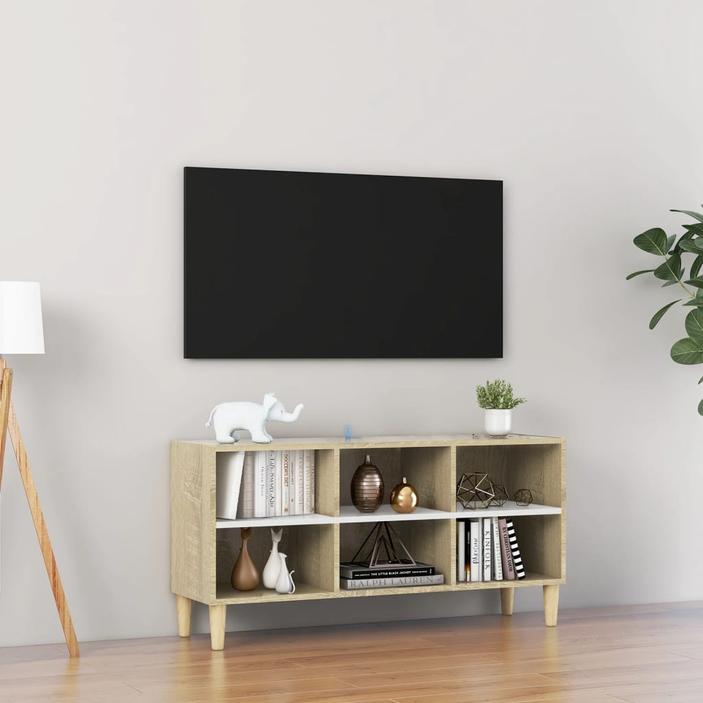 Meuble TV avec pieds en bois 69,5x30x50 cm couleur chêne