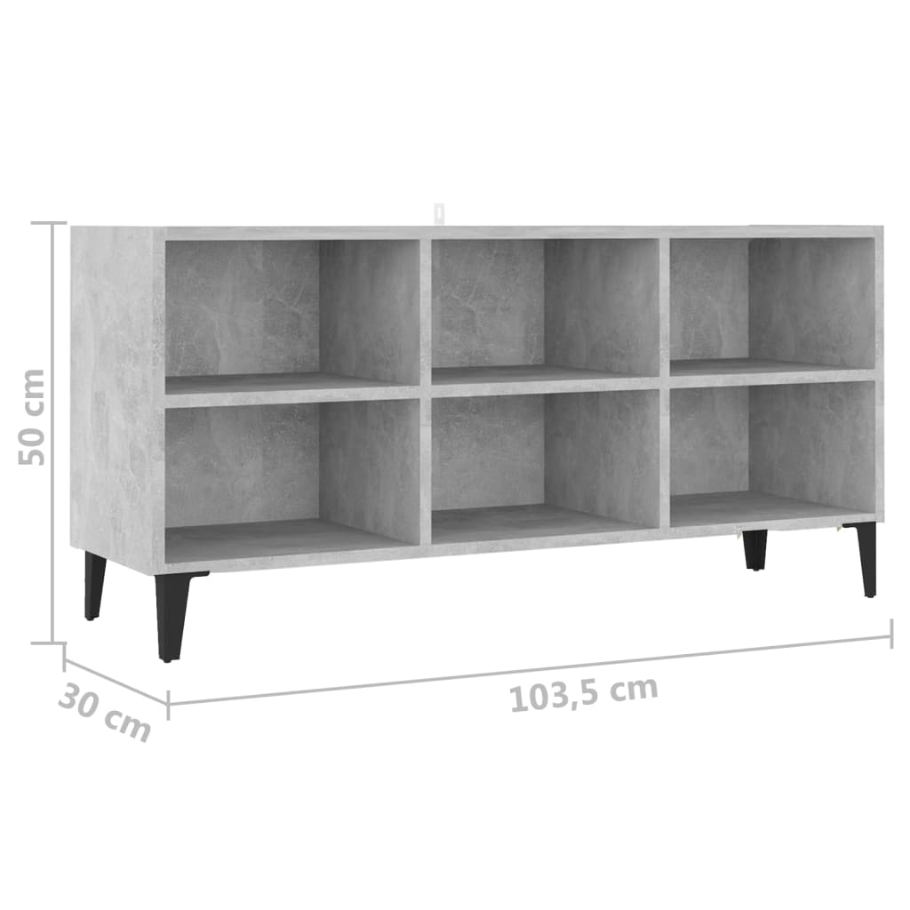 Tv-meubel met metalen poten 103,5x30x50 cm betongrijs