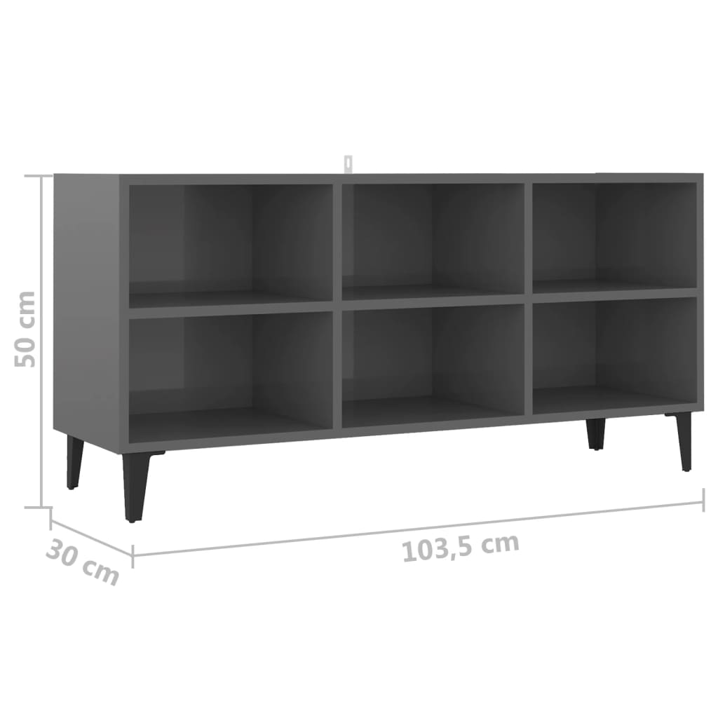 Tv-meubel met metalen poten 103,5x30x50 cm betongrijs