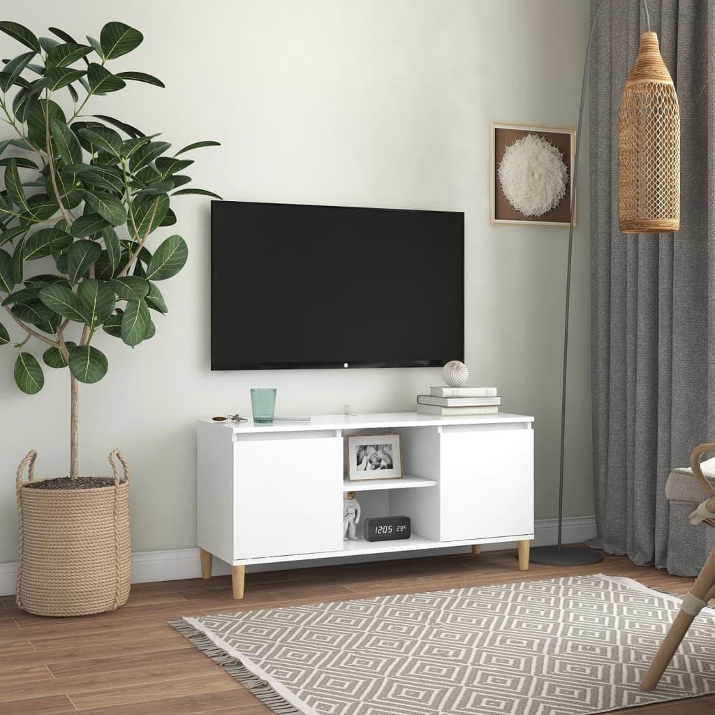 Tv-meubel met houten poten 103,5x35x50 cm eikenkleurig