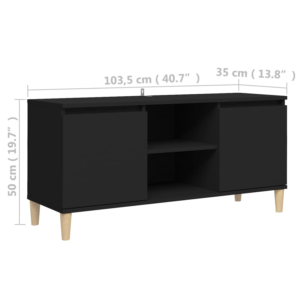 Tv-meubel met houten poten 103,5x35x50 cm eikenkleurig