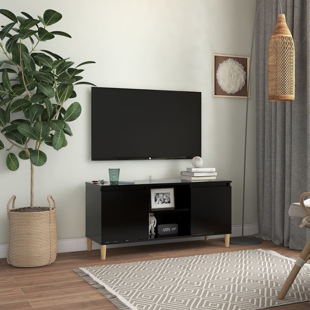 Tv-meubel met massief houten poten 103,5x35x50 cm