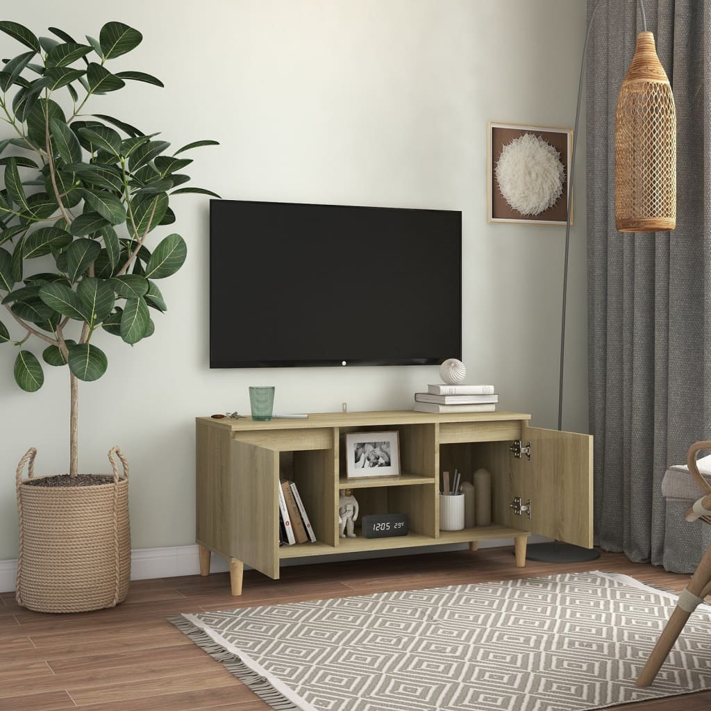 Tv-meubel met massief houten poten 103,5x35x50 cm