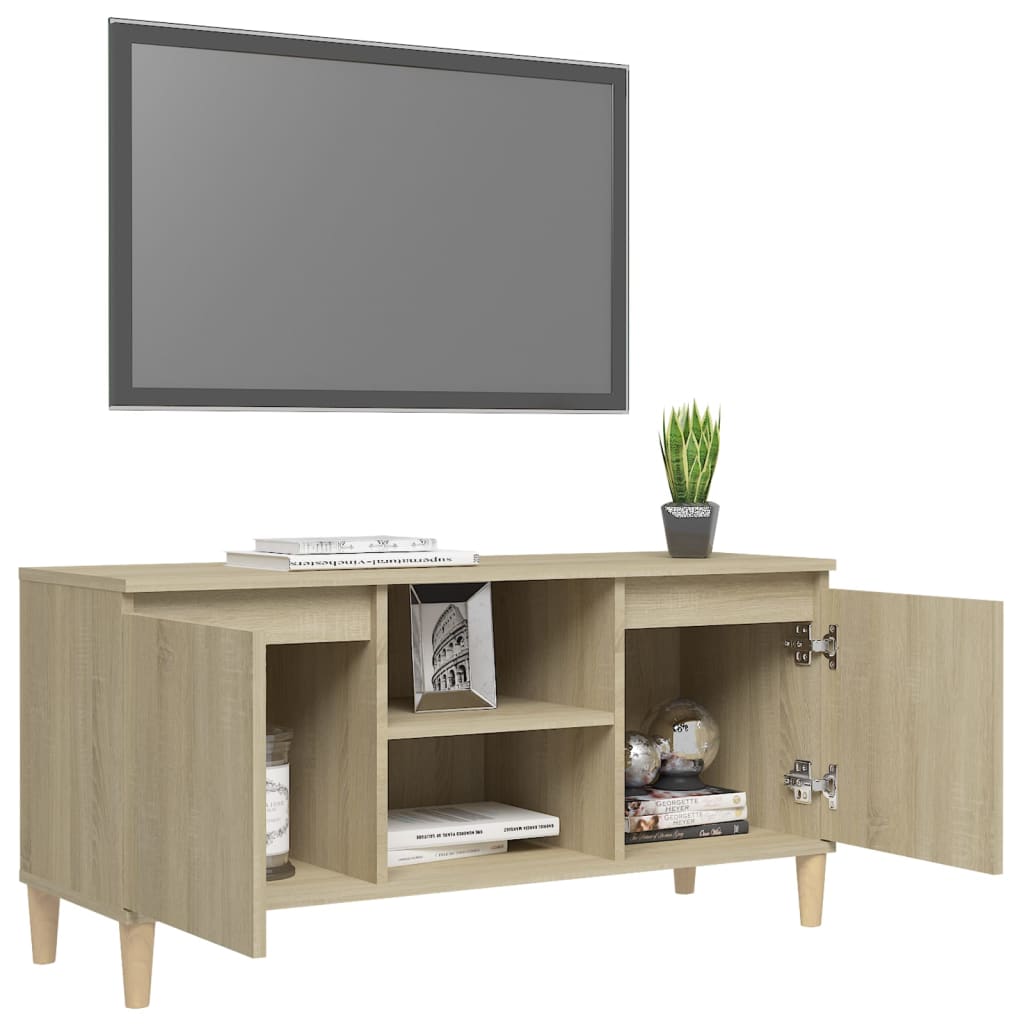 Tv-meubel met massief houten poten 103,5x35x50 cm