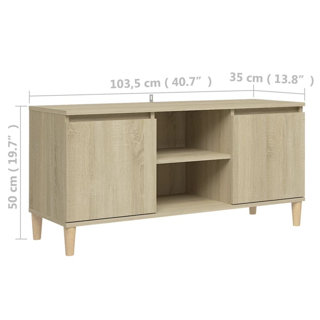 Tv-meubel met houten poten 103,5x35x50 cm eikenkleurig