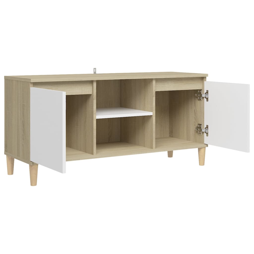 Tv-meubel met houten poten 103,5x35x50 cm eikenkleurig