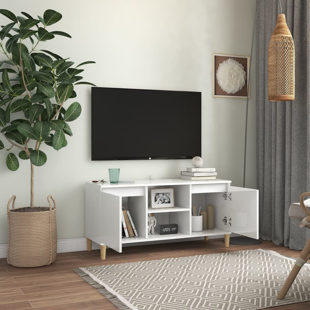 Tv-meubel met houten poten 103,5x35x50 cm eikenkleurig