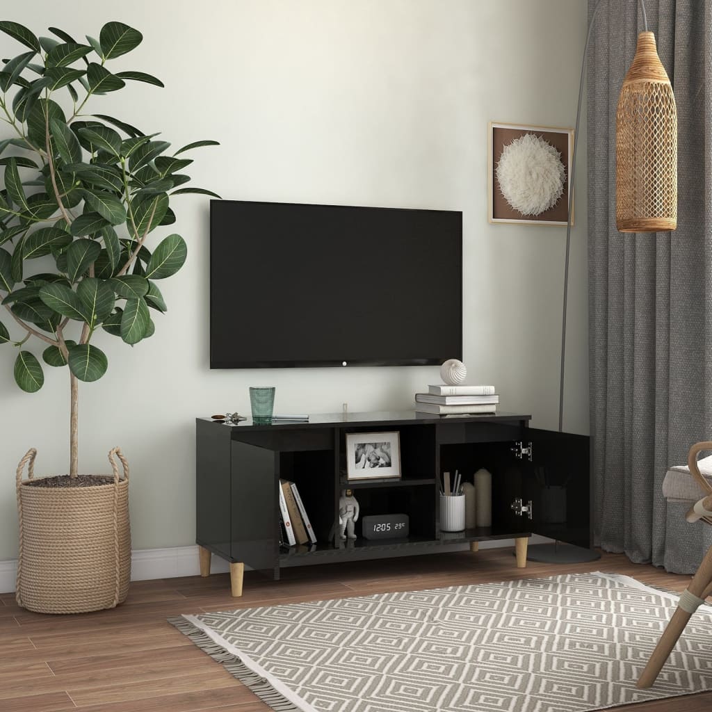 Tv-meubel met houten poten 103,5x35x50 cm eikenkleurig