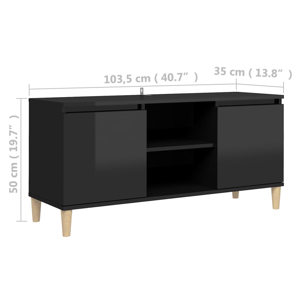 Tv-meubel met houten poten 103,5x35x50 cm eikenkleurig