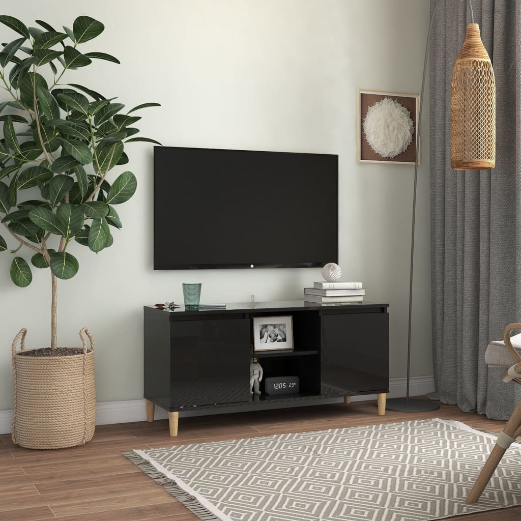 Meuble TV avec pieds en bois 103,5x35x50 cm couleur chêne