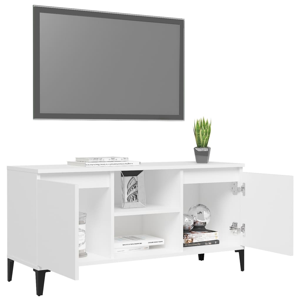 Tv-meubel met metalen poten 103,5x35x50 cm eikenkleurig