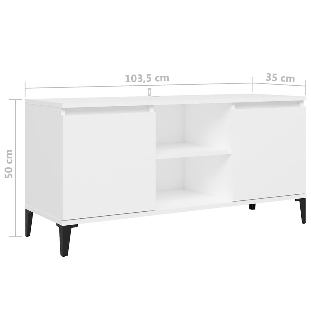 Tv-meubel met metalen poten 103,5x35x50 cm eikenkleurig