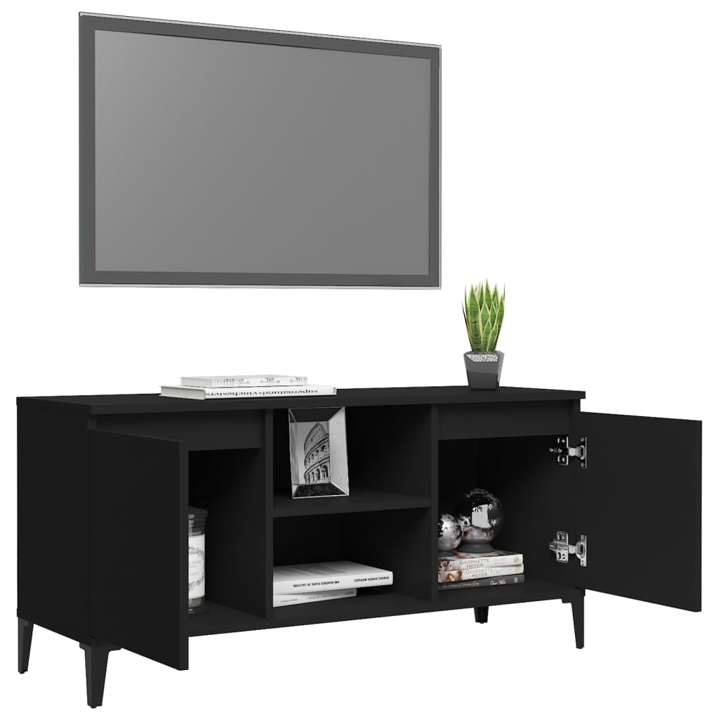 Tv-meubel met metalen poten 103,5x35x50 cm eikenkleurig