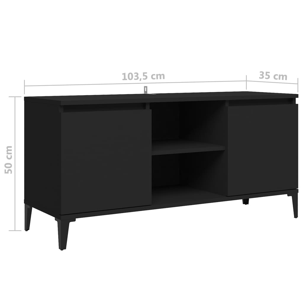 Tv-meubel met metalen poten 103,5x35x50 cm eikenkleurig