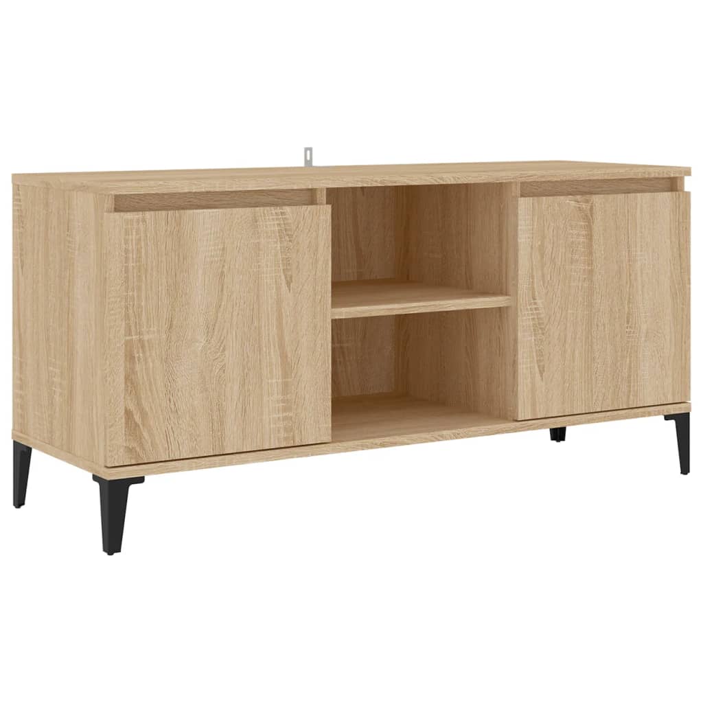 Tv-meubel met metalen poten 103,5x35x50 cm eikenkleurig