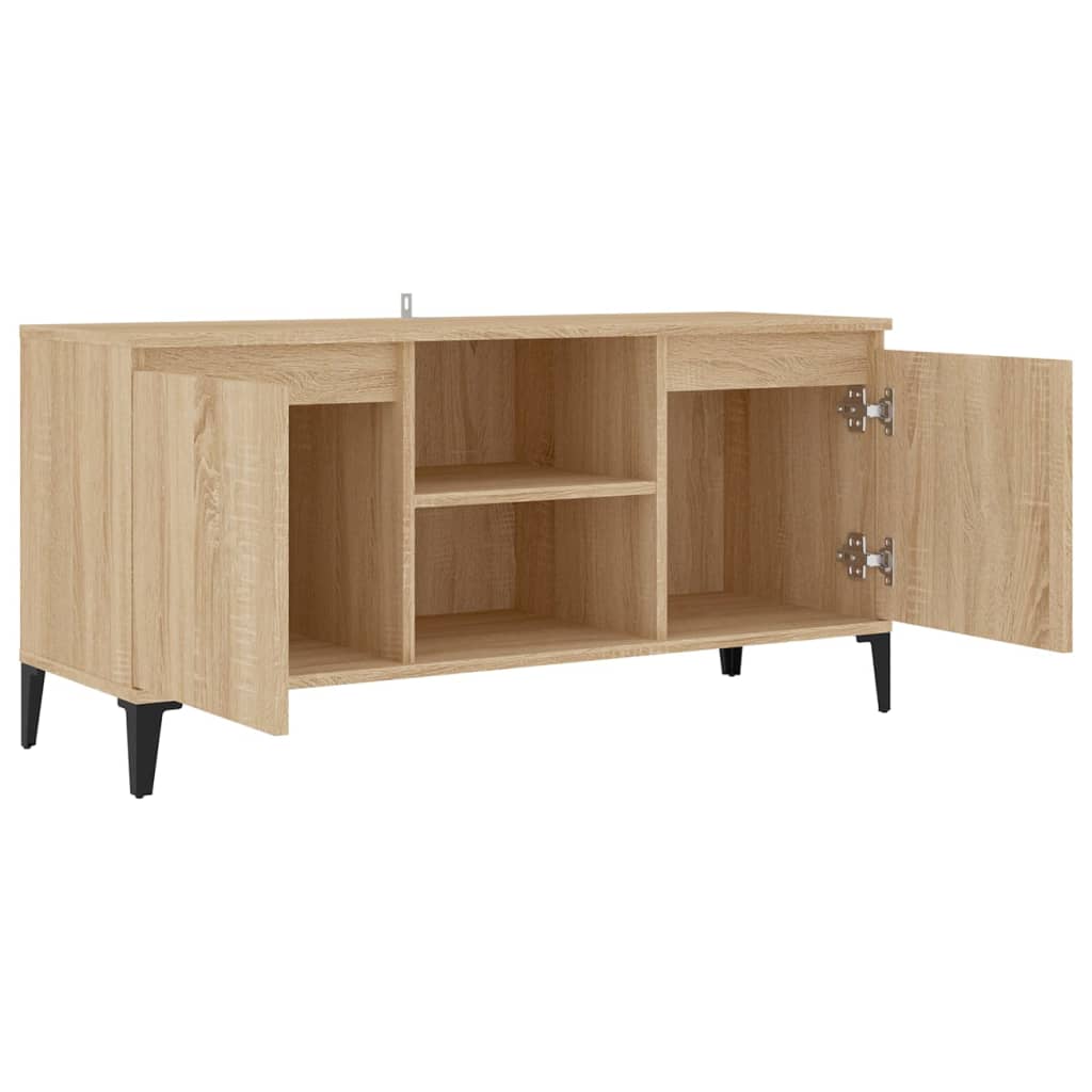 Tv-meubel met metalen poten 103,5x35x50 cm eikenkleurig