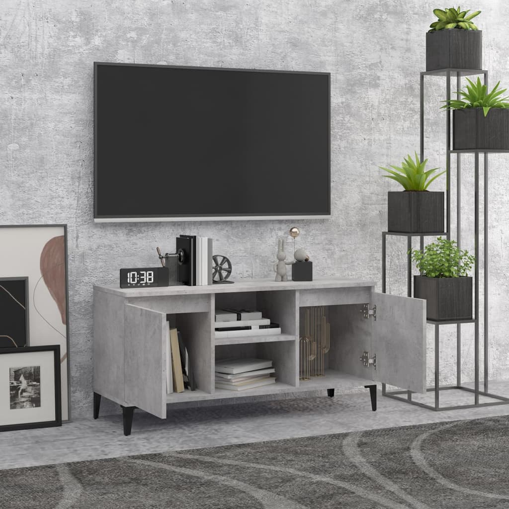 Tv-meubel met metalen poten 103,5x35x50 cm eikenkleurig