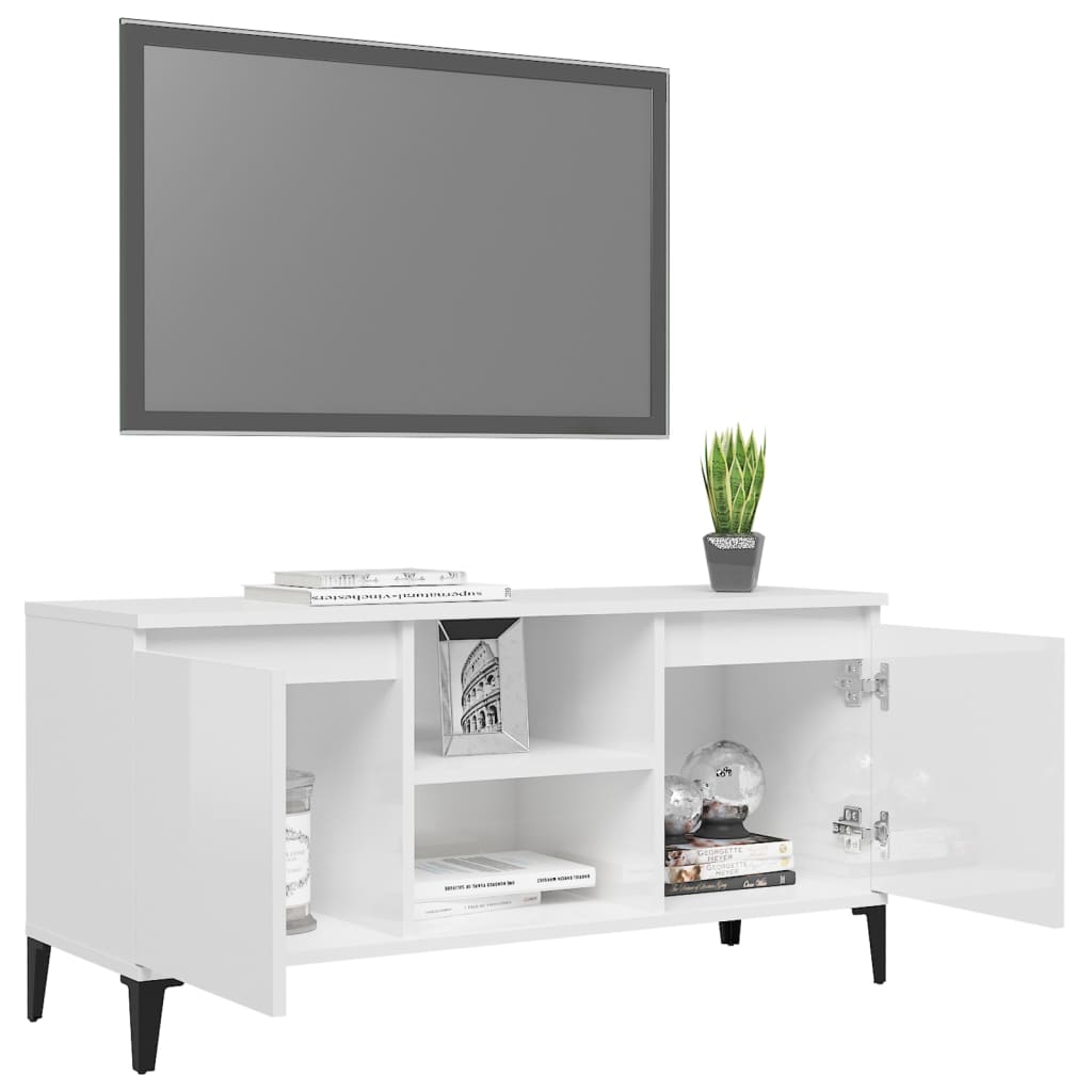 Tv-meubel met metalen poten 103,5x35x50 cm eikenkleurig