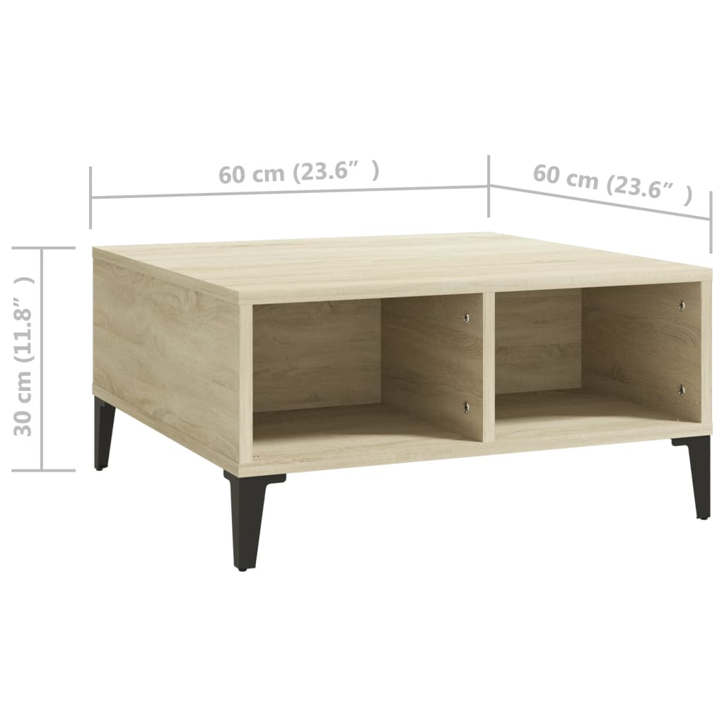 Salontafel 60x60x30 cm bewerkt hout eikenkleurig