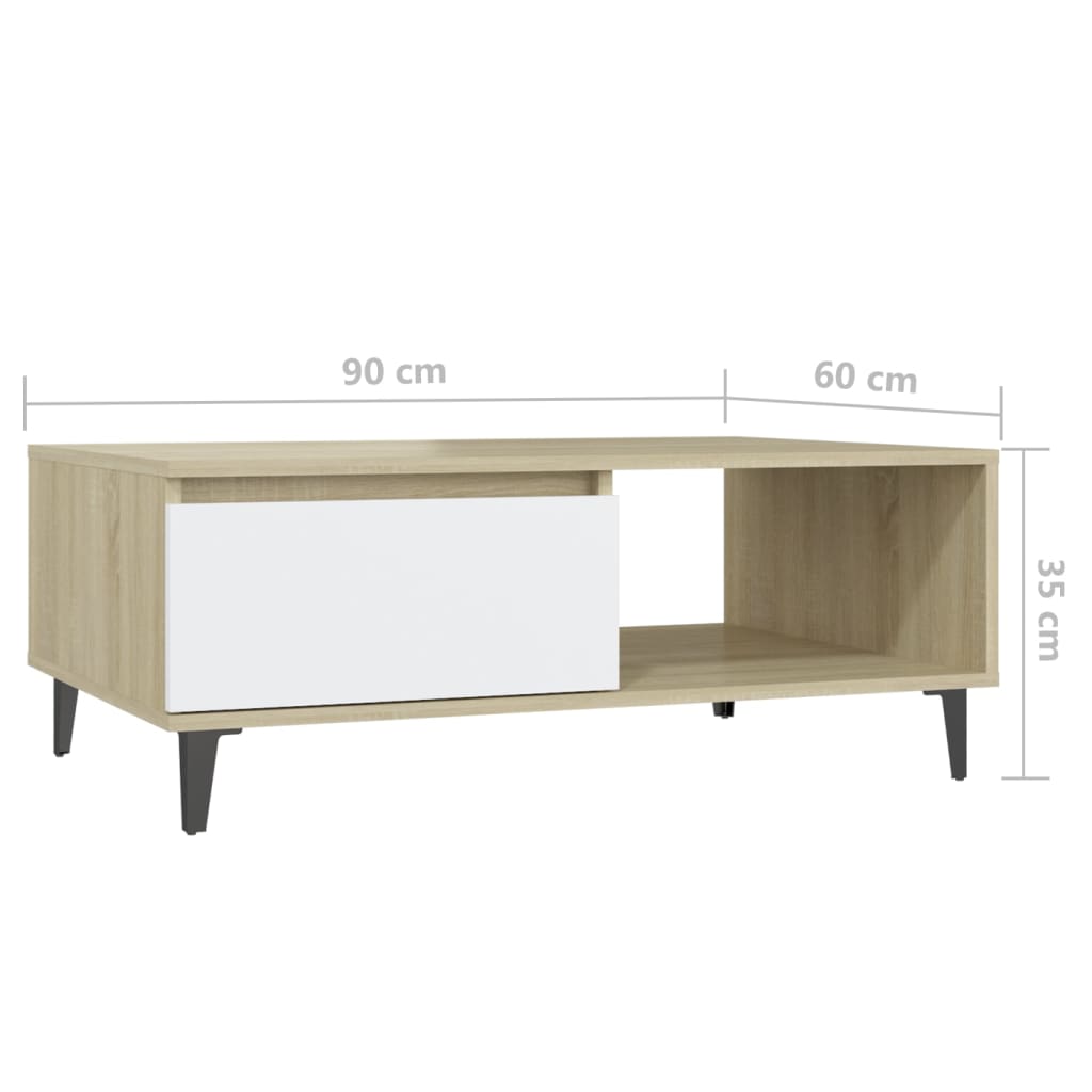 VidaXL Salontafel 90x60x35 cm bewerkt hout eikenkleurig