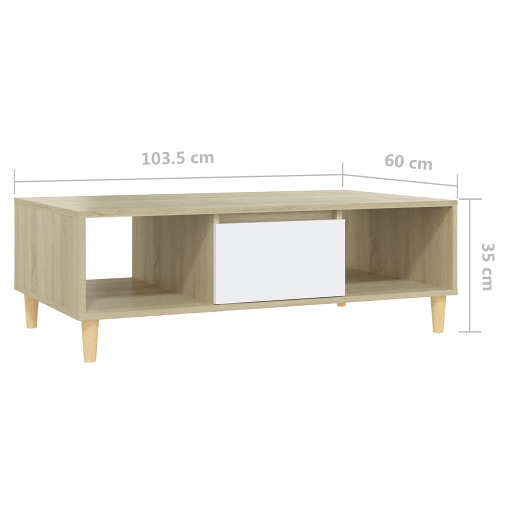 Table basse 103,5x60x35 cm en bois travaillé