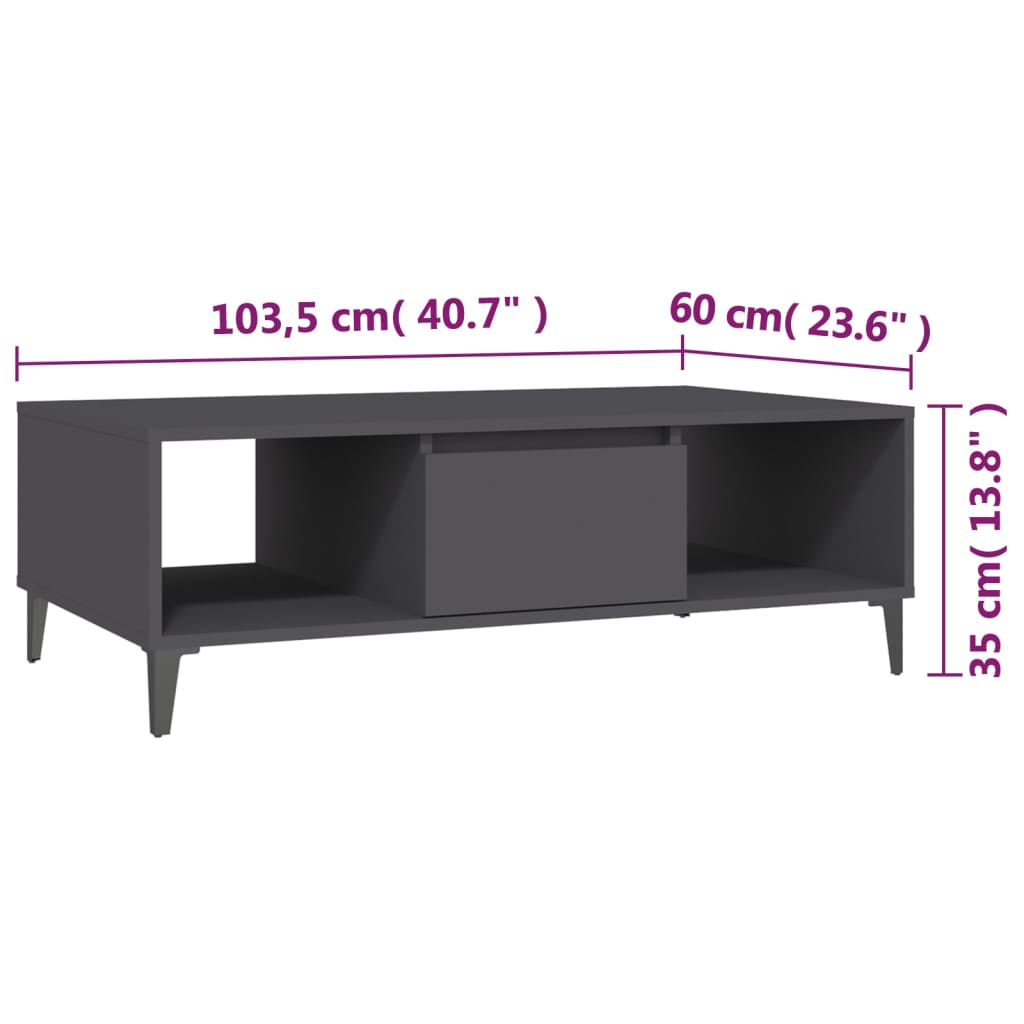 Table basse 103,5x60x35 cm en bois travaillé