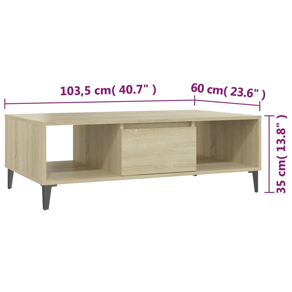 Table basse 103,5x60x35 cm en bois travaillé