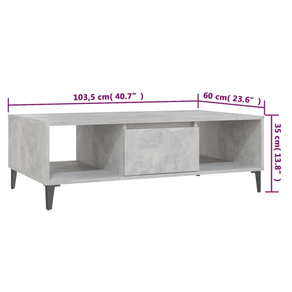 Table basse 103,5x60x35 cm en bois travaillé