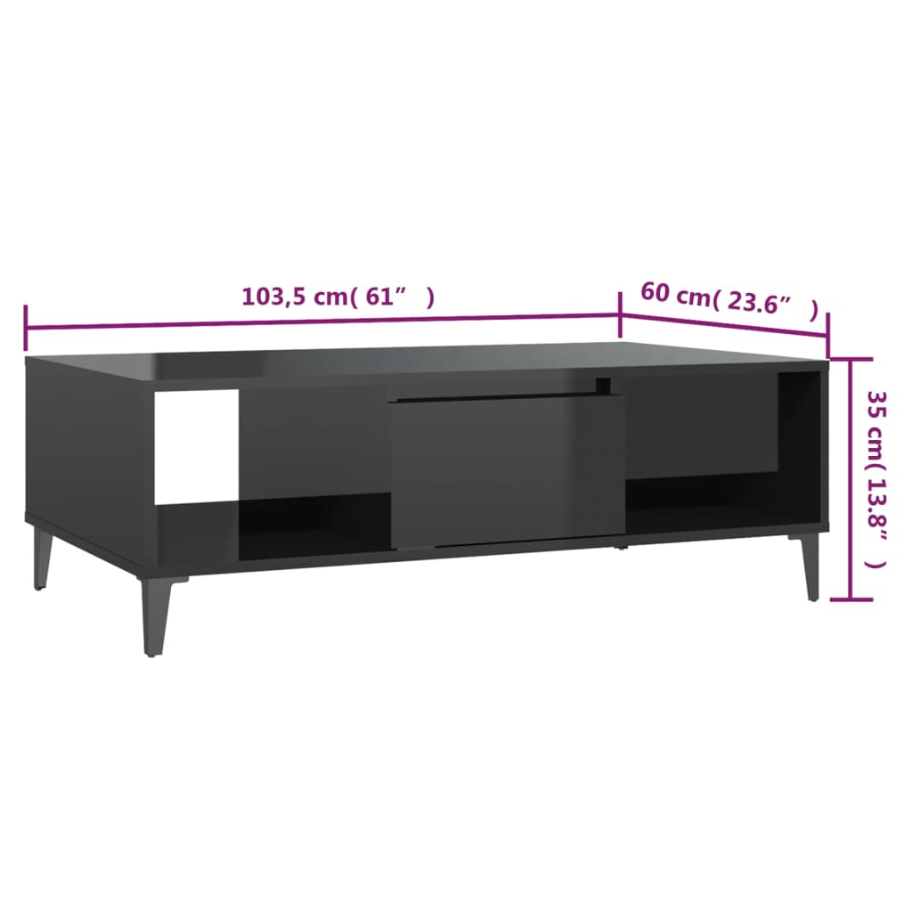 Table basse 103,5x60x35 cm en bois travaillé