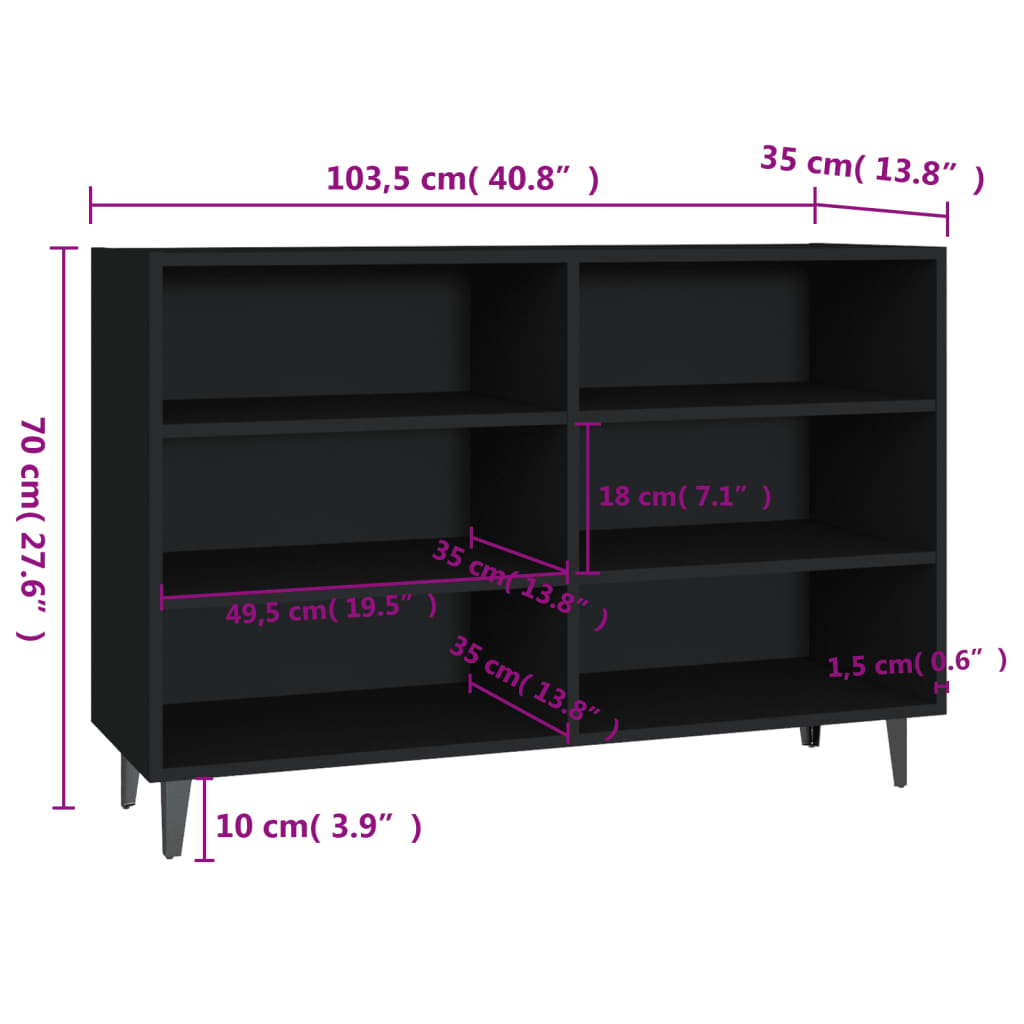 Buffet 103,5x35x70 cm en bois travaillé