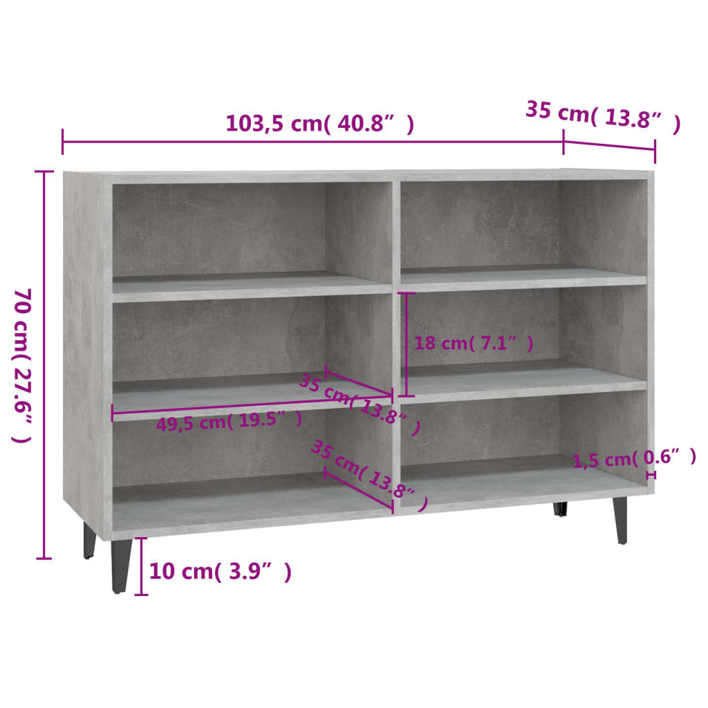 Buffet 103,5x35x70 cm en bois travaillé