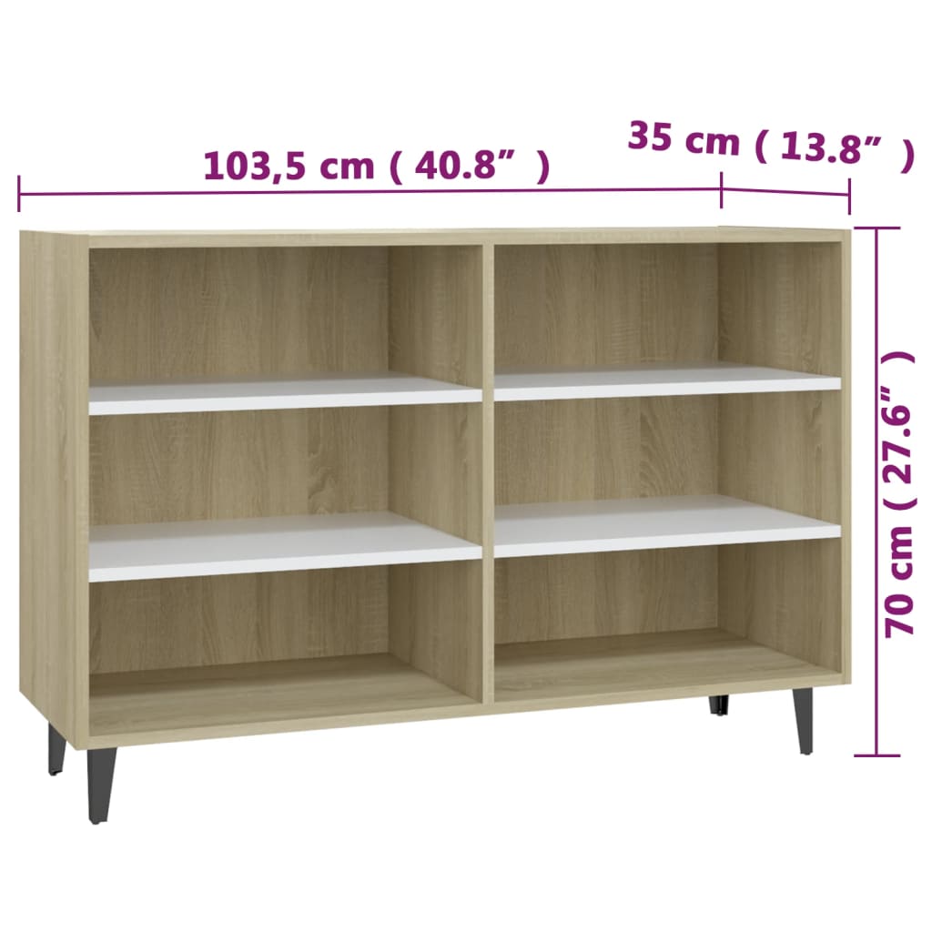 Buffet 103,5x35x70 cm en bois travaillé