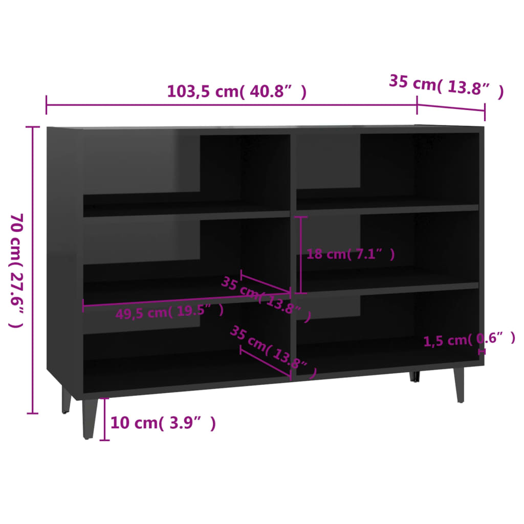 Buffet 103,5x35x70 cm en bois travaillé