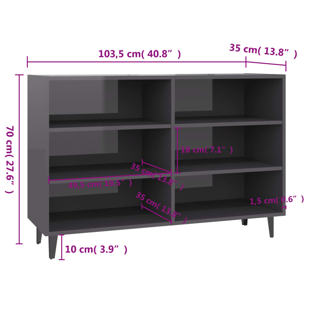 Buffet 103,5x35x70 cm en bois travaillé