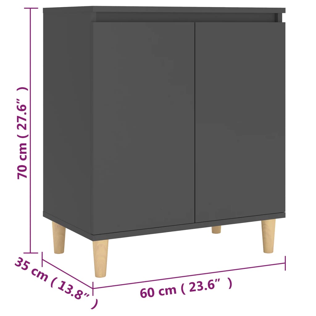 Dressoir met houten poten 60x35x70 cm bewerkt hout