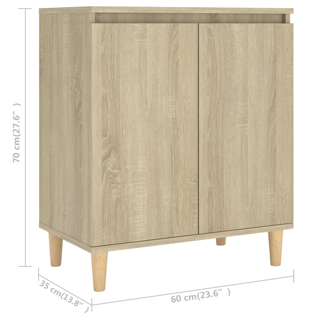 Dressoir met houten poten 60x35x70 cm bewerkt hout