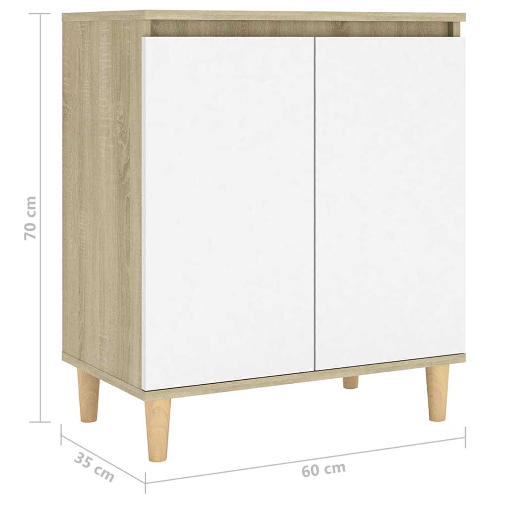 Dressoir met houten poten 60x35x70 cm bewerkt hout