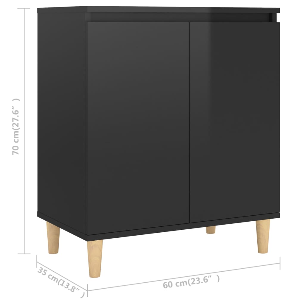 Dressoir met houten poten 60x35x70 cm bewerkt hout