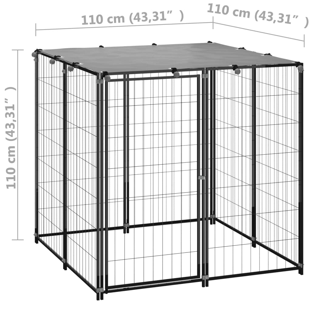 Hondenkennel 2,42 m² staal zilverkleurig