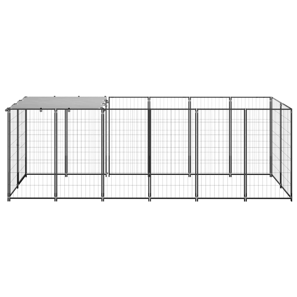 Hondenkennel 2,42 m² staal zilverkleurig