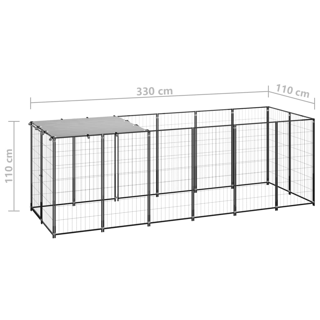 Hondenkennel 2,42 m² staal zilverkleurig