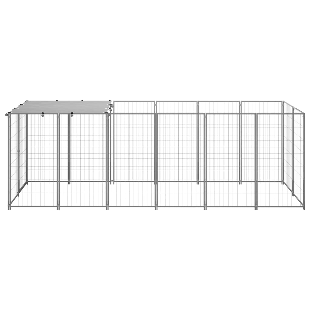 Hondenkennel 2,42 m² staal zilverkleurig