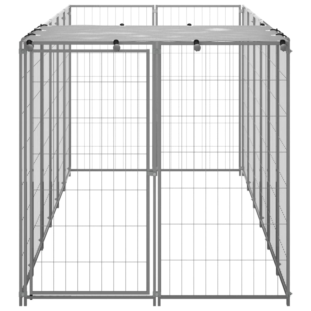 Hondenkennel 2,42 m² staal zilverkleurig